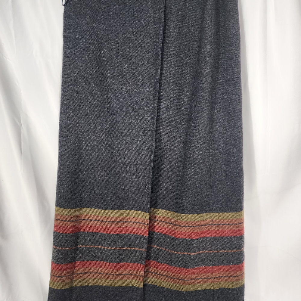 Jones New York Charcoal Maxi Skirt with Red and Green Stripes